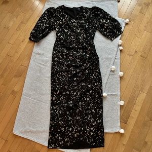 Moosta ⎮ Black and gold midi dress